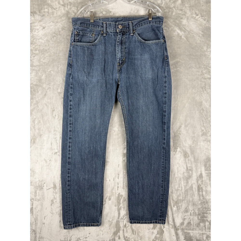 Levi Strauss 505 Mens Jeans W34 L32 Dark Wash Straight Fit Denim Pants